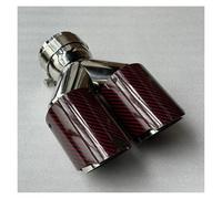 Exhaust Tailpipe 1Pc Dual Exhaust Tip Glossy Red Double Tailpipe Pipe Tail Throat Muffler Universal Tailpipe Trims(ID 70MM-OD 76MM)