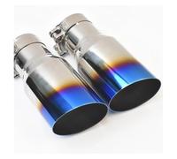 Exhaust Tailpipe 1Pc For E90 Universal Brunt Blue Stainless Steel Slahed Cut Flange Exhaust Pipe Curly Muffler Tip Tailpipe Tube(IN 70MM OUT 89MM)