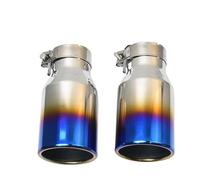 Exhaust Tailpipe 1Pc Universal Blue Stainless Steel Flat Flange Exhaust Pipe Curly Muffler Tip Tailpipe Tube(76-114mm)
