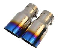 Exhaust Tailpipe 1Pc Universal Brunt Blue Stainless Steel Slahed Cut Flange Exhaust Pipe Curly Muffler Tip For E90 Rear Tailpipe End Throat(63-114MM)