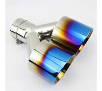 Exhaust Tailpipe 1PCS Car Accessories 304 Stainless Steel Blue And Bright Y-type Double Outlet Straight Edge Exhaust Pipe Tailpipe(54mm out 89mm)