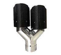 Exhaust Tailpipe 1PCS For VW For Golf Car Exhaust Tip Double End Pipe Dual Carbon Fiber + Stainless Steel Burnt Blue Universal Auto Car Exhaust Pipes (Right in63-out89mm)