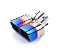 Exhaust Tailpipe 1PCS Universal Single/Double Inlet Square Exhaust Pipe 63mm/2.5'' Tail Throat Car Muffler Tips Exhaust Tail(Double Blue)