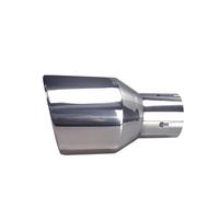 Exhaust Tailpipe 1piece Universal Modification Car Accessories Silver Curly Flange Muffler Exhaust Stainless Steel Tip End Pipe Car Exhaust Pipe(Angle In60-0ut101)