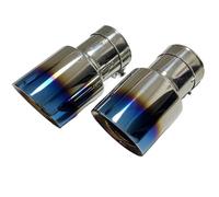 Exhaust Tailpipe 2 Car Attachment Exhaust Pipe Tail Muffler Universal Stainless Steel Straight Edge Flared Blue Rear Tailpipe End Throat(54mm-101mm)