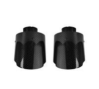 Exhaust Tailpipe 2 Pcs Universal Car Carbon Fibre Tail Throat Stainless Steel Twill Glossy Muffler Exhaust Nozzle Tip 130mm Rear Tailpipe End Throat(70mm)