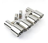 Exhaust Tailpipe Accessories Stainless Steel And Bright Face Without Marked H-type Double Outlet Straight Edge Exhaust Pipe Tailpipe(66mm out 89mm)