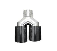 Exhaust Tailpipe Black Carbon Fiber Glossy Muffler Tip Y Shape Double Exit Universal Exhaust Pipe Cars Accessories Nozzle Decoration Car Exhaust Pipe(1PC RIGHTID63-0D89)