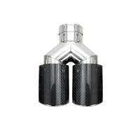 Exhaust Tailpipe Black Carbon Fiber Glossy Muffler Tip Y Shape Double Exit Universal Exhaust Pipe Cars Accessories Nozzle Decoration Tailpipe Tube(1PC EQUALID51-0D89)