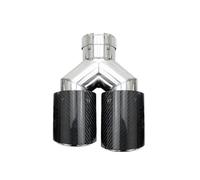 Exhaust Tailpipe Black Carbon Fiber Glossy Muffler Tip Y Shape Double Exit Universal Exhaust Pipe Cars Accessories Nozzle Decoration Car Exhaust Pipe(1PC LEFTID63-0D89)