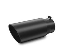 Exhaust Tailpipe Black Exhaust Tip, 4" Inlet 5" Outlet 12" Long Powder Coated Diesel Tailpipe Tailpipe Trims(Black)