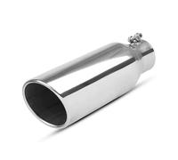 Exhaust Tailpipe Black Exhaust Tip, 4" Inlet 5" Outlet 12" Long Powder Coated Diesel Tailpipe Trim Tail End Pipe(Silver)