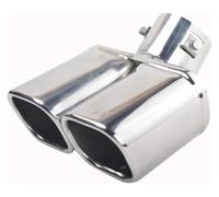 Exhaust Tailpipe Car Rear Dual Exhaust Pipe Tail Muffler Tip Throat Tailpipe Universal Stainless Steel Blue Double Modified Straight Silver(Bent silver)