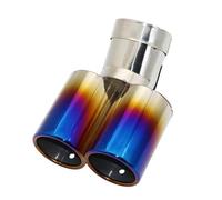 Exhaust Tailpipe Car Styling Mufflers Exhaust Tail Throat Pipe Tip Flat Universal Bend Stainless Steel Multi-size Dual Outlet Muffler 63MM End Pipes(Blue 60MM)