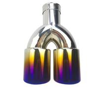 Exhaust Tailpipe Car Styling Mufflers Exhaust Tail Throat Pipe Tip Universal Stainless Steel Multi-size Dual Outlet Auto Muffler 51mm 63mm Car Exhaust Tail End Pipe(Blue 57MM)