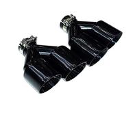 Exhaust Tailpipe Double Car Muffler Tip Exhaust System Pipe Universal 60MM 63mm For GTI For MK7 For Golf 7 Tail End Pipe(In64-out101mm Black)