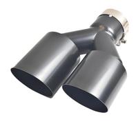 Exhaust Tailpipe Dual Car Exhaust Pipe Modification Glossy Black Stainless Steel Double Muffler Tip Slash Cut Rear Tailpipe End Throat(63-101 left)