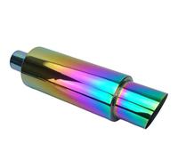 Exhaust Tailpipe Exhaust Muffler Pipe 2.5inch 63mm Chrome Tip System Universal For Racing Sport Car Modified Turbo Sound Boost Tuning End Pipes(Plate Color)