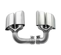 Exhaust Tailpipe For Cayenne 2019 Or More Stainless Steel Exhaust Pipe Square Tail Throat Suitable Four Out Of The Throat Pair Tailpipe Tube(Brushed silver1set)