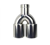 Exhaust Tailpipe Mufflers Exhaust Tail Throat Pipe Tip Universal Stainless Steel Multi-size Dual Outlet Auto Muffler 51mm 63mm Car Exhaust Tail End Pipe(Silver 54MM)