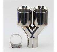 Exhaust Tailpipe Stainless Steel And Bright Face Without Marked Y-type Double Outlet Straight Edge Exhaust Pipe Tailpipe Car Accessories Car Exhaust Tail End Pipe(76MM-101MM)