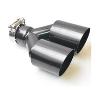 Exhaust Tailpipe Stainless Steel BLACK Muffler Double Tube Exhaust Tail Pipe Automotive Rear Throat Automotive Parts Tailpipe Tube(IN60-OUT76mm)