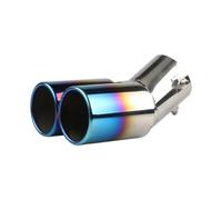 Exhaust Tailpipe Tail Pipe Car Universal One To Two Grilled Blue Tail Throat Double Pipe Stainless Steel Exhaust Modification Supplies(D)