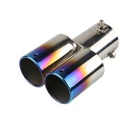 Exhaust Tailpipe Tail Pipe Car Universal One To Two Grilled Blue Tail Throat Double Pipe Stainless Steel Exhaust Modification Supplies(B)