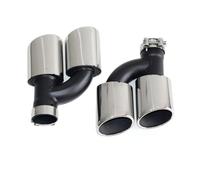 Exhaust Tailpipe Tail Pipe For A4 For A5 For A6 For A7 S4 S5 S6 S7 2pcs/set Dual Out Stainless Steel Car Rear Exhaust Pipe Black Muffler Tip 60mm Nozzle(Silver)