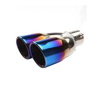 Exhaust Tailpipe Tip Universal 63mm Inlet 76mm Outlet 1.5"-2.25" Diameter Pipes Double Cylinder Exhaust Muffler Tailpipe Dual Muffler Tip(Blue Burnt Straight)
