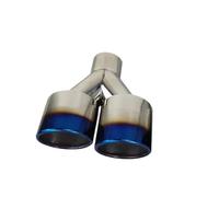Exhaust Tailpipe Tip Universal Burnt Blue Stainless Steel Straight Edge Polished Silver Welding Muffler Tail Pipe Double Exhaust Tip Dual Exhaust Tip(Right in63-out101mm)