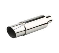 Exhaust Tailpipe Universal Car Exhaust Systems Muffler Silver Burnt Blue Tip Stainless Pipe Rear Tail Throat 370mm Tailpipe Tube(Silver)