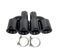 Exhaust Tip 1 Pair H Double Glossy Black Exhaust Pipe Muffler Pipe Carbon Fiber Exhaust Tip(70mm in-80mm out)