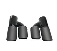 Exhaust Tip 1 Pair H Model Matte Carbon Fibre Black Stainless Steel Universal DUAL Outlet Exhaust Pipe Muffler Car Accessories Exhaust Tip Car Exhaust(57MM IN 114MM OUT)