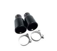 Exhaust Tip 1 PC Car Exhaust Tip Stainless Steel Car Universal Exhaust System Muffler Tip End Pipe For Benz Glossy Black Tail Throat(IN 48MM-OUT 76MM)
