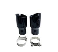 Exhaust Tip 1 PC Car Universal Bevel Edeg Shiny Muffler Tip Modified Stainless Steel Glossy Black Exhaust Pipe For BMW Series Tail Throat(IN 51MM-OUT 76MM)