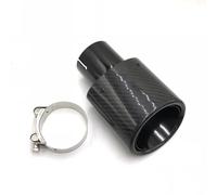 Exhaust Tip 1 PCS Oval Slanted Car Exhaust Tips Carbon Fiber Exhausts Oval Pipes Car Stainless Black Muffler Pipe Double Tips(60mm-130mm Glossy)