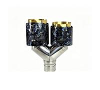 Exhaust Tip 1 Piece Car Dual Exhaust Tip Double End Pipe Modification Muffler Blue Foil Forged Carbon Fiber + Gold Stainless Steel Tail Pipe(Left in63-out101mm)