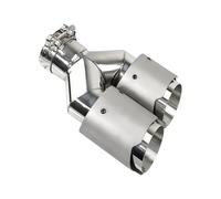 Exhaust Tip 1 Piece Dual Frosted Stainless Steel Exhaust Tip Double End Pipe Modification Muffler Car Accessories Tail Pipe(Left in60- out89mm)