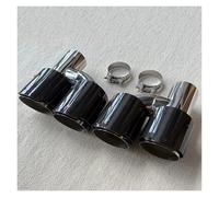 Exhaust Tip 1Pair Car System Muffler Pipe Universal H Type Left+Right Dual Outlet Exhaust Tips Glossy Carbon Fiber Tail Pipe(ID 67MM-OD 89MM)