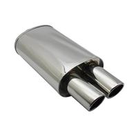 Exhaust Tip 1PC Car Accessories Silencer Exhaust Systems Muffler Pipe Double Export 63MM 76MM M Drum Universal Stainless Burned Blue Silver Tail Throat(Straight Silver 76mm)