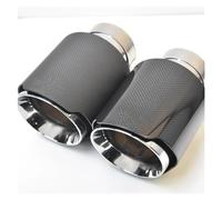 Exhaust Tip 1Pc Car Exhaust Pipe Stainless Steel Bevel Muffler Pipe Straight Flange Glossy Carbon Tail End Tip Tail Throat(63-89mm glossy)