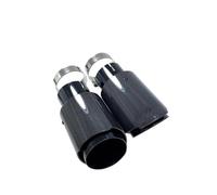 Exhaust Tip 1PC Car Universal For Any Car Modiflcation Stainless Steel Single Exhaust Pipe Full Carbon Glossy Black Cover Muffler Tip Tail Throat(IN 80MM-OUT 130MM)