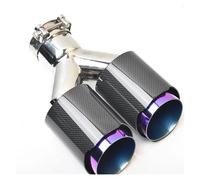 Exhaust Tip 1PC Dual Tip Equal Length Muffler Pipe End Tail Middle Purple Exhaust Tip Glossy Straight Carbon Stainless Steel Tail Throat(48-89mm)