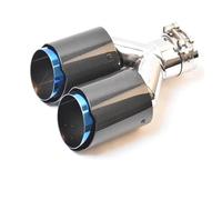 Exhaust Tip 1PC Stainless Steel Dual Tip Equal Length Muffler Pipe End Tail Middle Exhaust Tip Glossy Straight Carbon Tail Throat(63-89MM)