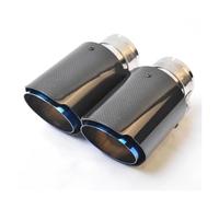 Exhaust Tip 1PC Stainless Steel Muffler Pipe Car Exhaust Pipe Straight Flange Glossy Carbon Tail End Tip Blue Tail Throat(70-89mm)