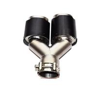 Exhaust Tip 1PCS Car Carbon Fiber Matte Muffler Tip Y Shape Double Exit Exhaust Pipe Mufflers Nozzle Decoration Universal Stainless Tail Throat(57MM IN 89MM)