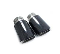 Exhaust Tip 1pcs Car Universal Sandblasting Stainless Steel Single Exhaust Pipe Full Glossy Carbon Black Cover Muffler Tip Tail Throat(ID 48mm-OD 76mm)