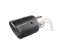 Exhaust Tip 1Pcs Universal Carbon Fiber Led Red Blue Light Car Led Exhaust Muffler Tips Exhaust Pipe Tail Tip Tailpipe Pipe(Rolled edge)