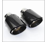 Exhaust Tip 1Pcs Universal Stainless Steel Exhaust Pipe Tailpipe Car Styling Exhaust System Carbon Fiber Glossy Tail Pipe Black Tail Throat(70mm out 114mm)